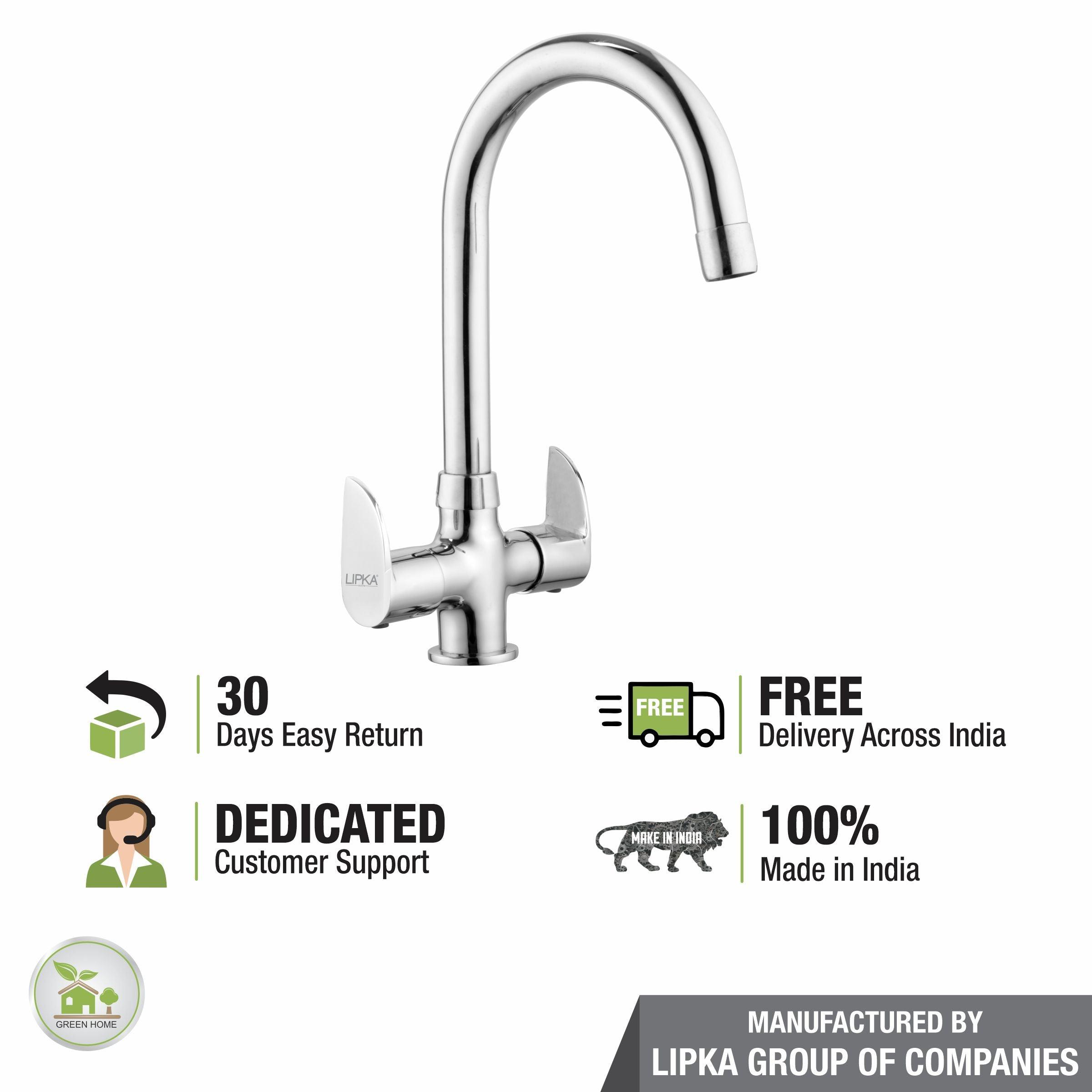 Arise Centre Hole Basin Mixer Brass Faucet with Round Swivel Spout (15 Inches) - LIPKA - Lipka Home