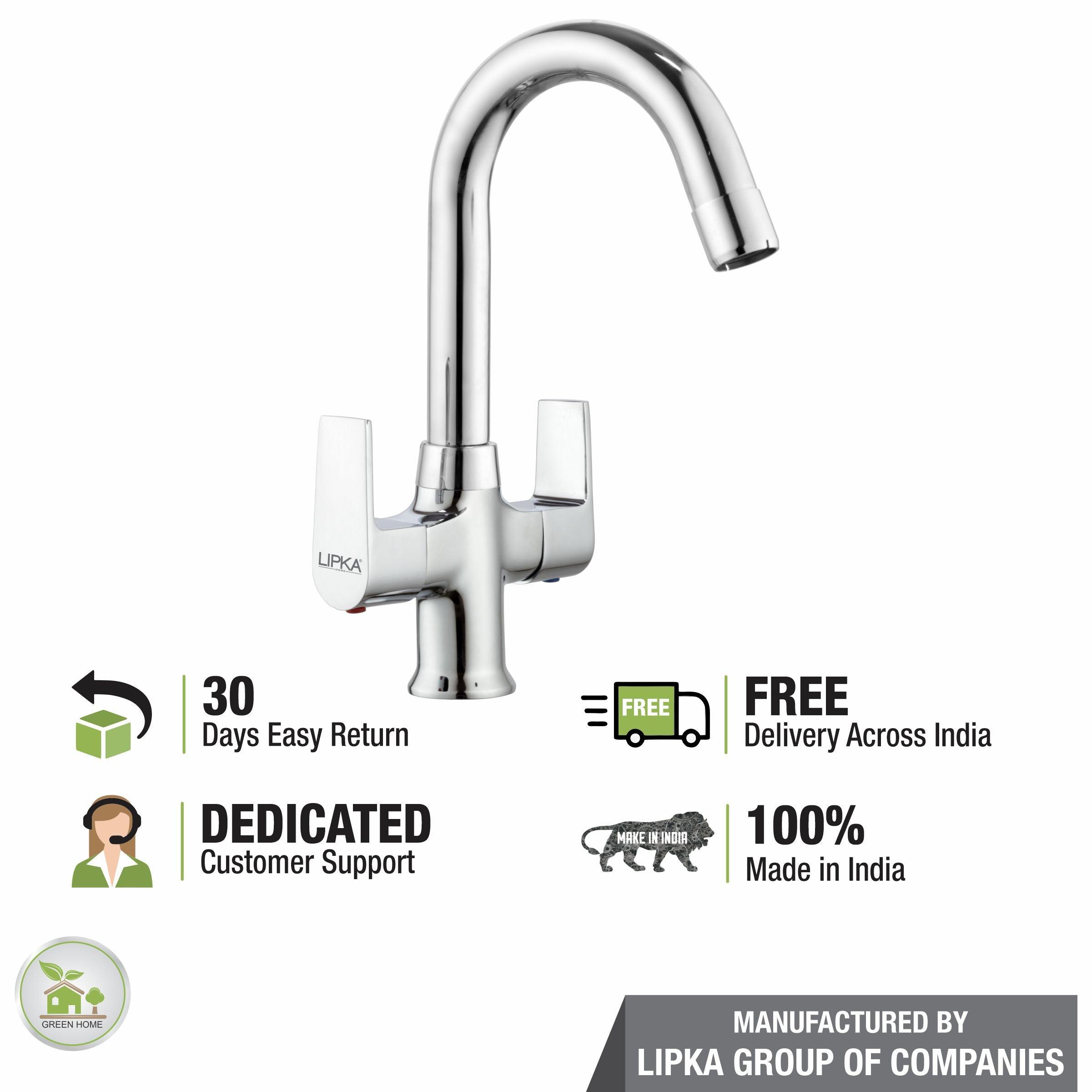 Victory Centre Hole Basin Mixer with Small (12 Inches) Round Swivel Spout Faucet - LIPKA - Lipka Home