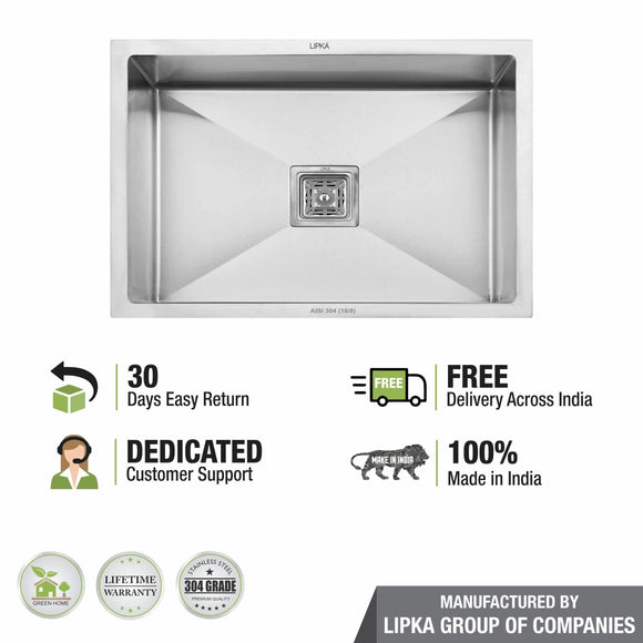 Handmade Single Bowl 304-Grade Kitchen Sink (20 x 17 x 10 Inches) - LIPKA - Lipka Home