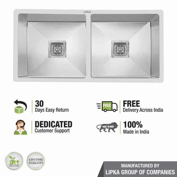 Handmade Double Bowl Kitchen Sink (45 x 20 x 10 Inches) - LIPKA - Lipka Home