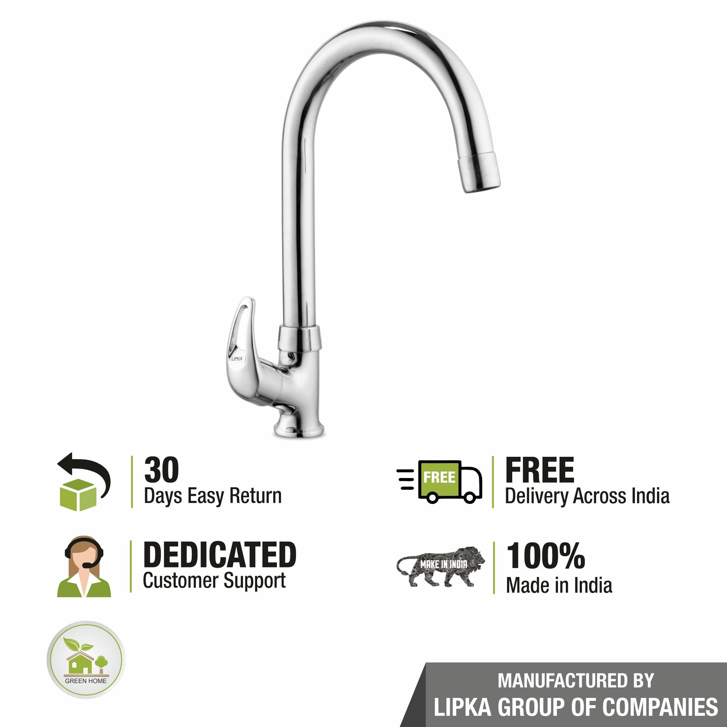 Pixel Swan Neck Brass Faucet with Round Swivel Spout (15 Inches) - LIPKA - Lipka Home