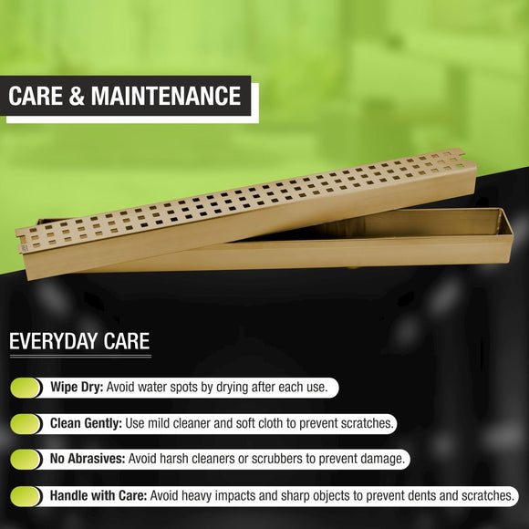 Palo Shower Drain Channel - Yellow Gold (40 x 2 Inches) - LIPKA - Lipka Home