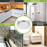 Eon Square Flat Cut Floor Drain with Golden Classic Jali and Hinge (5 x 5 Inches) - LIPKA