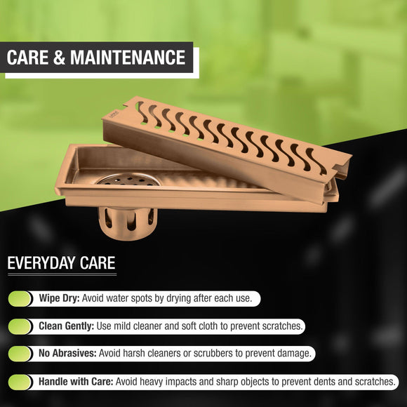 Wave Shower Drain Channel - Antique Copper (32 x 5 Inches) - LIPKA - Lipka Home