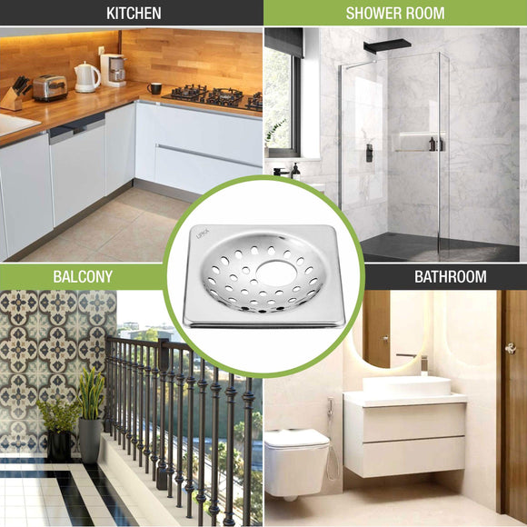 UNO Square Floor Drain (5 x 5 Inches) with Hole - LIPKA - Lipka Home