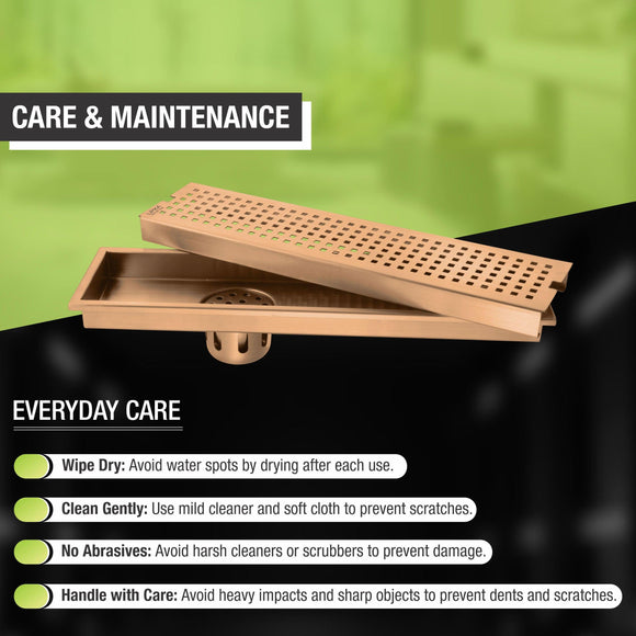 Palo Shower Drain Channel - Antique Copper (40 x 5 Inches) - LIPKA - Lipka Home