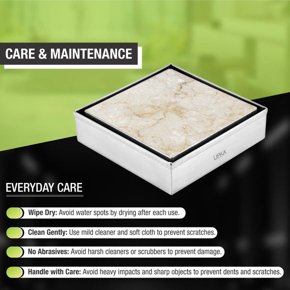 Tile Insert Square Floor Drain (4 x 4 Inches) - LIPKA - Lipka Home