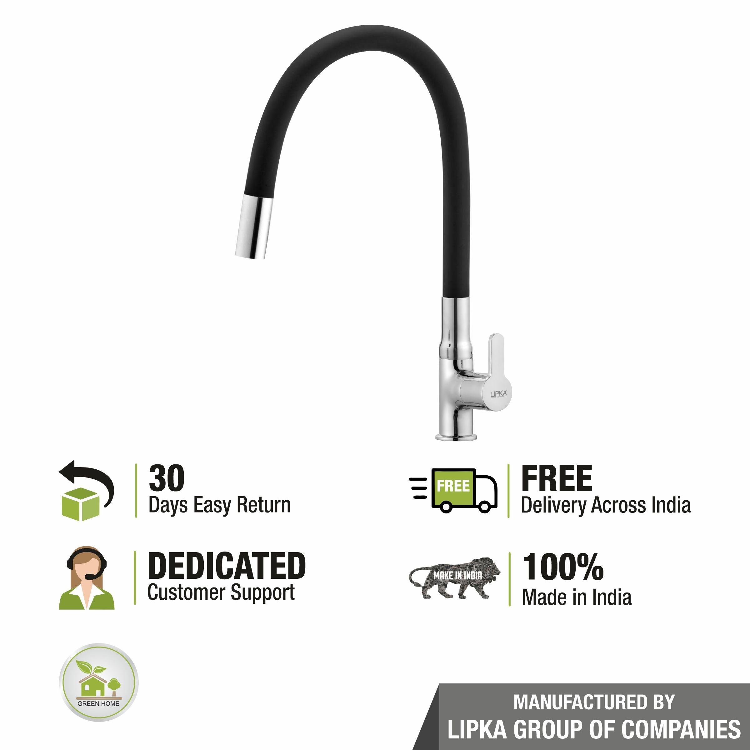 Fusion Swan Neck Brass Faucet with Flexible Silicone Spout (Black) - LIPKA - Lipka Home