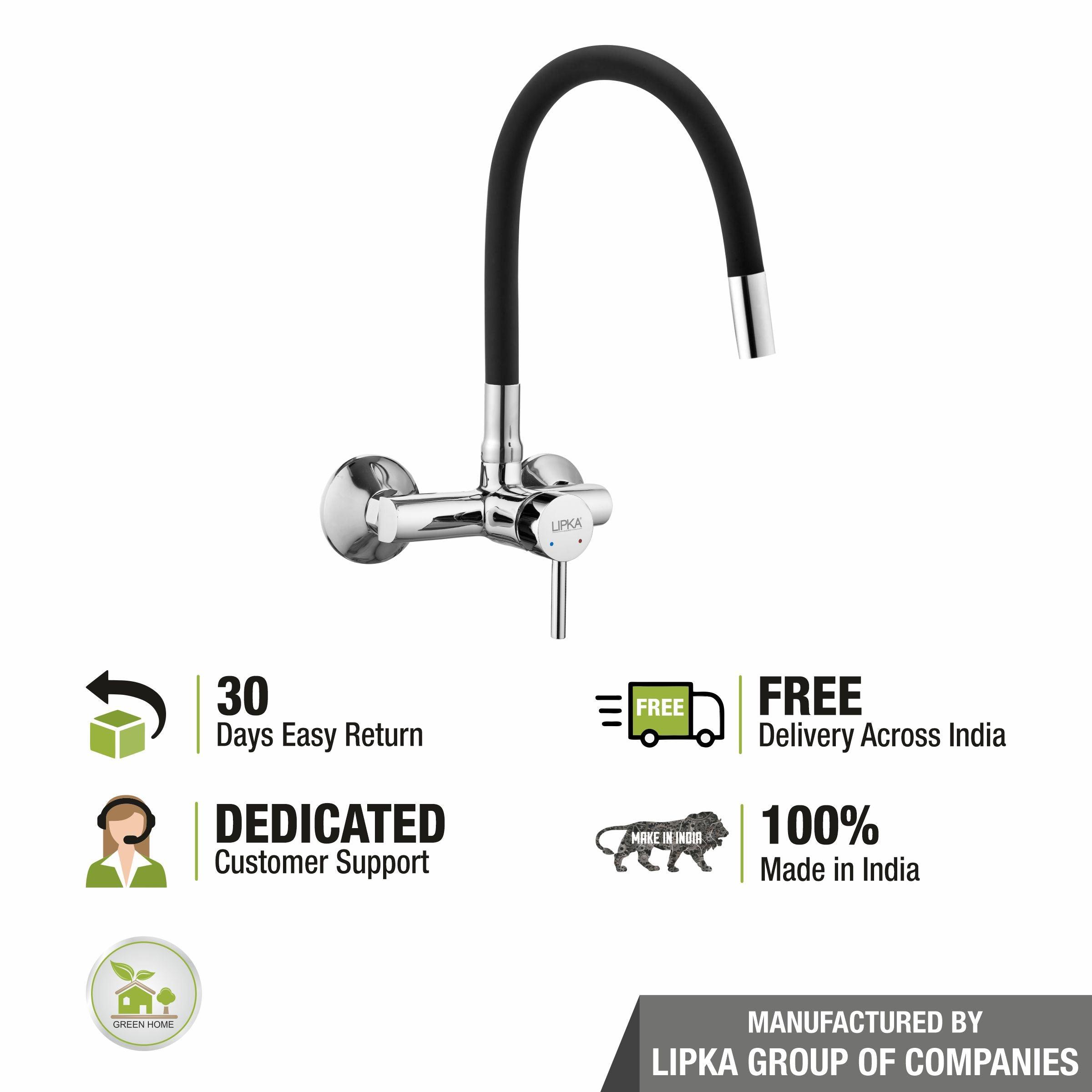 Kyron Single Lever Sink Mixer with Black Flexible Silicone Spout (20 Inches) - LIPKA - Lipka Home