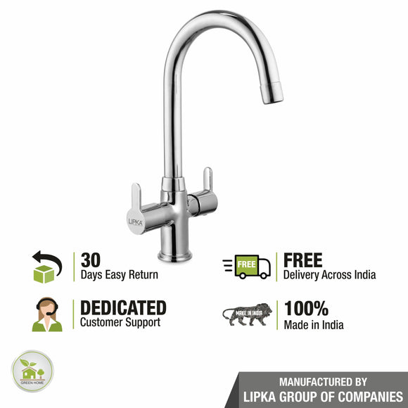 Fusion Centre Hole Basin Mixer Brass Faucet with Round Swivel Spout (15 Inches) - LIPKA - Lipka Home