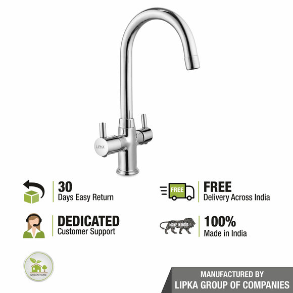 Kyron Centre Hole Basin Mixer Brass Faucet with Round Swivel Spout (15 Inches) - LIPKA - Lipka Home