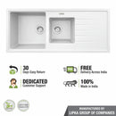 Crystal White Double Bowl with Drainboard Kitchen Sink (45 x 20 x 9 Inches) - LIPKA - Lipka Home