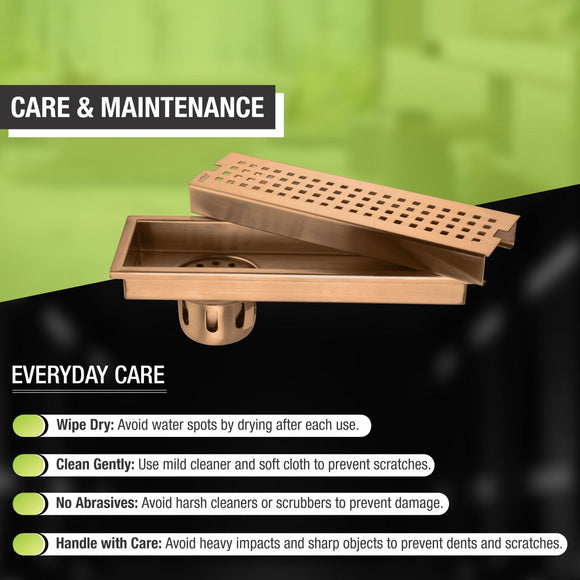 Palo Shower Drain Channel - Antique Copper (18 x 4 Inches) - LIPKA - Lipka Home