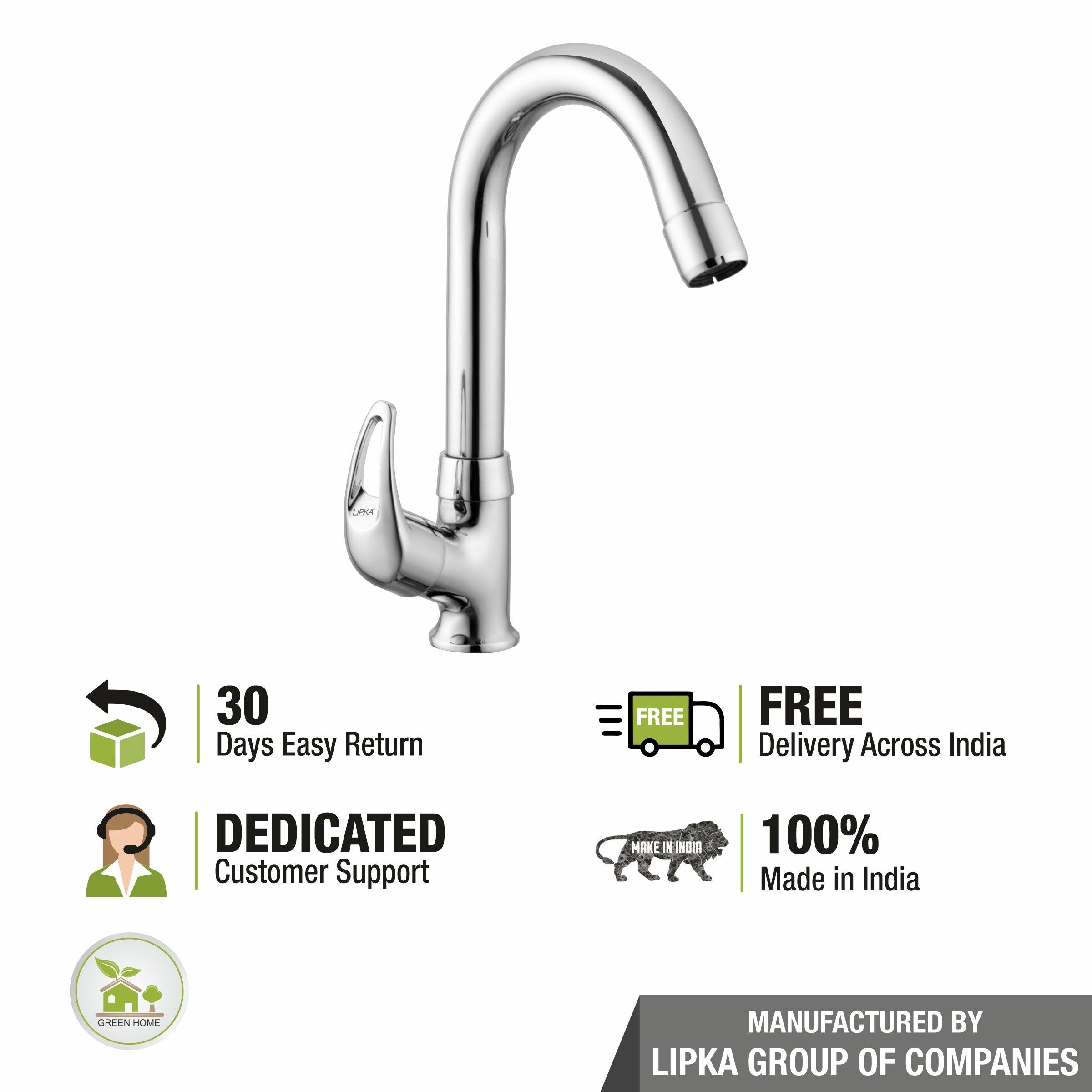Pixel Swan Neck Brass Faucet with Round Swivel Spout (12 Inches) - LIPKA - Lipka Home