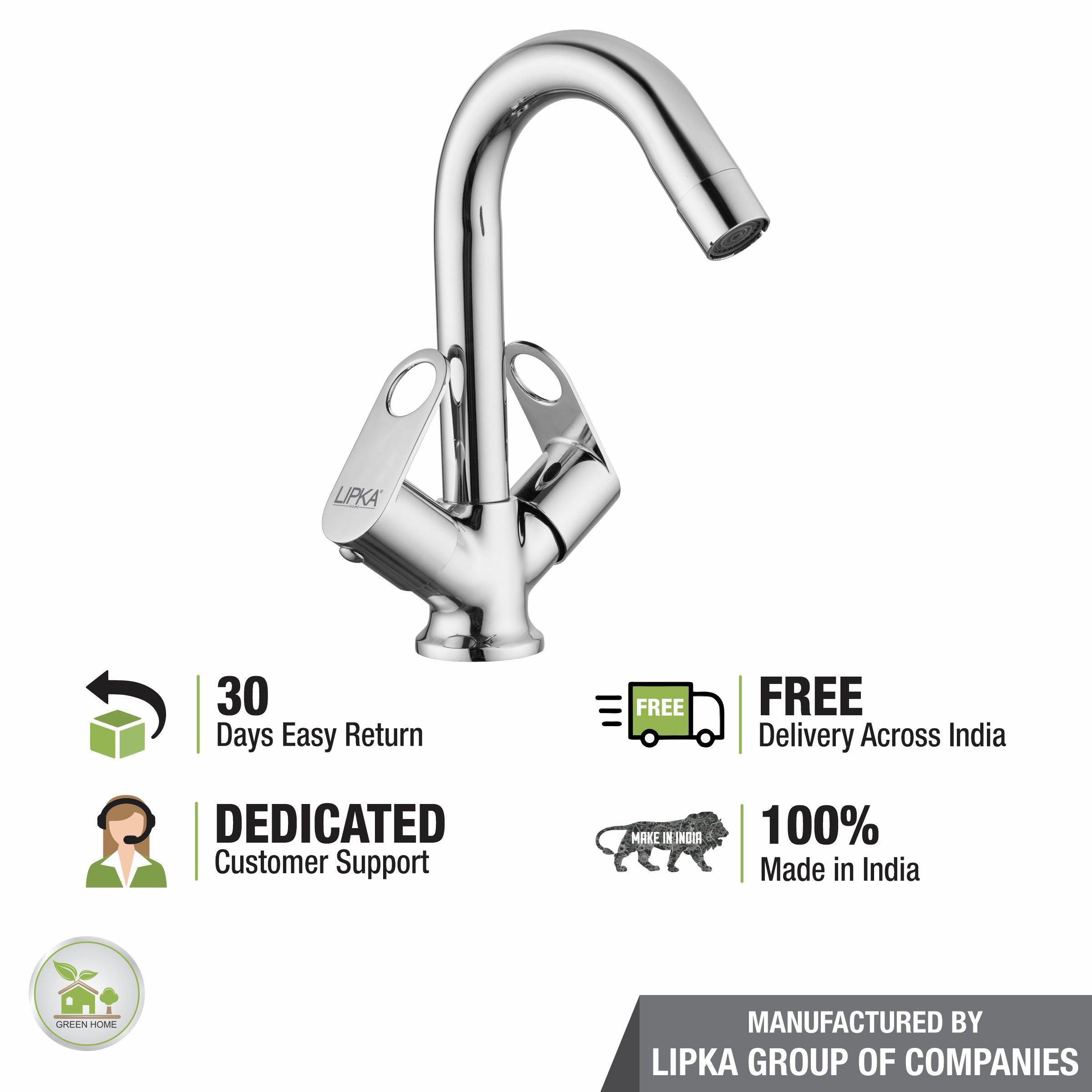 Orbiter Centre Hole Basin Mixer Brass Faucet with Swivel Spout - LIPKA - Lipka Home