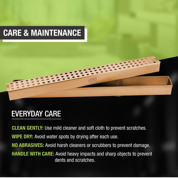 Palo Shower Drain Channel - Antique Copper (24 x 2 Inches) - LIPKA - Lipka Home