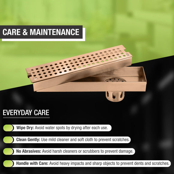 Palo Shower Drain Channel - Antique Copper (18 x 3 Inches) - LIPKA - Lipka Home