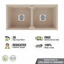 Sand Choco Quartz Double Bowl Kitchen Sink (45 x 20 x 9 Inches) - LIPKA - Lipka Home