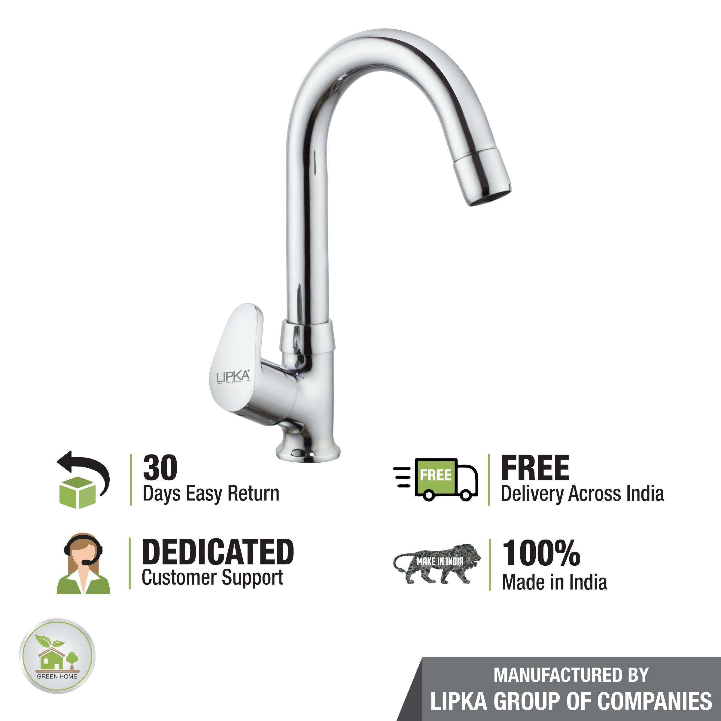 Apple Swan Neck Brass Faucet with Round Swivel Spout (12 Inches) - LIPKA - Lipka Home