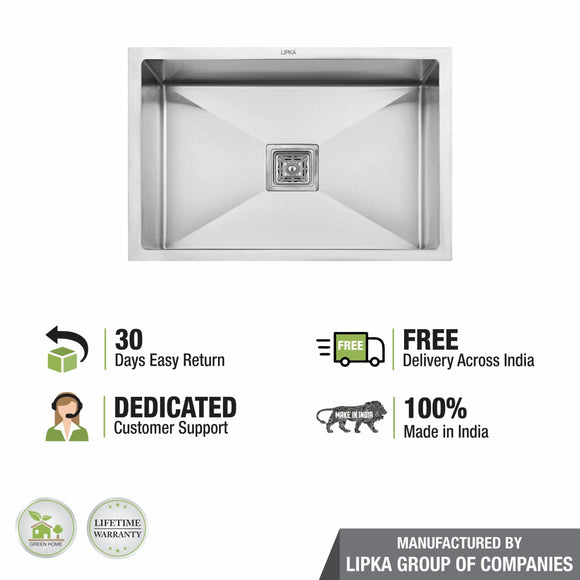 Handmade Single Bowl Kitchen Sink (21 x 18 x 9 Inches) - LIPKA - Lipka Home