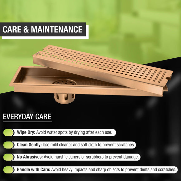 Palo Shower Drain Channel - Antique Copper (32 x 4 Inches) - LIPKA - Lipka Home