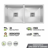 Handmade Double Bowl 304-Grade Kitchen Sink (32 x 18 x 10 Inches) - LIPKA