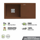 Choco Brown Quartz Single Bowl with Drainboard Kitchen Sink (39 x 20 x 9 Inches) - LIPKA - Lipka Home