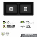 Black Quartz Double Bowl Kitchen Sink (45 x 20 x 9 Inches) - LIPKA - Lipka Home
