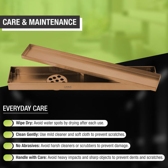 Tile Insert Shower Drain Channel - Antique Copper (24 x 2 Inches) - LIPKA - Lipka Home