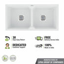 Crystal White Quartz Double Bowl Kitchen Sink (45 x 20 x 9 Inches) - LIPKA - Lipka Home