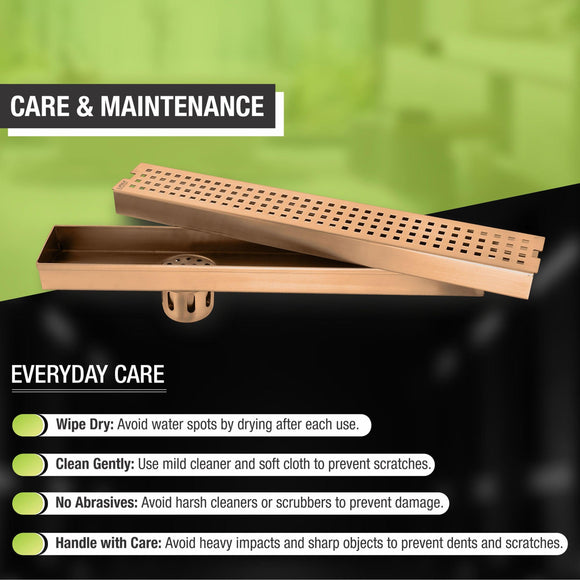 Palo Shower Drain Channel - Antique Copper (40 x 3 Inches) - LIPKA - Lipka Home