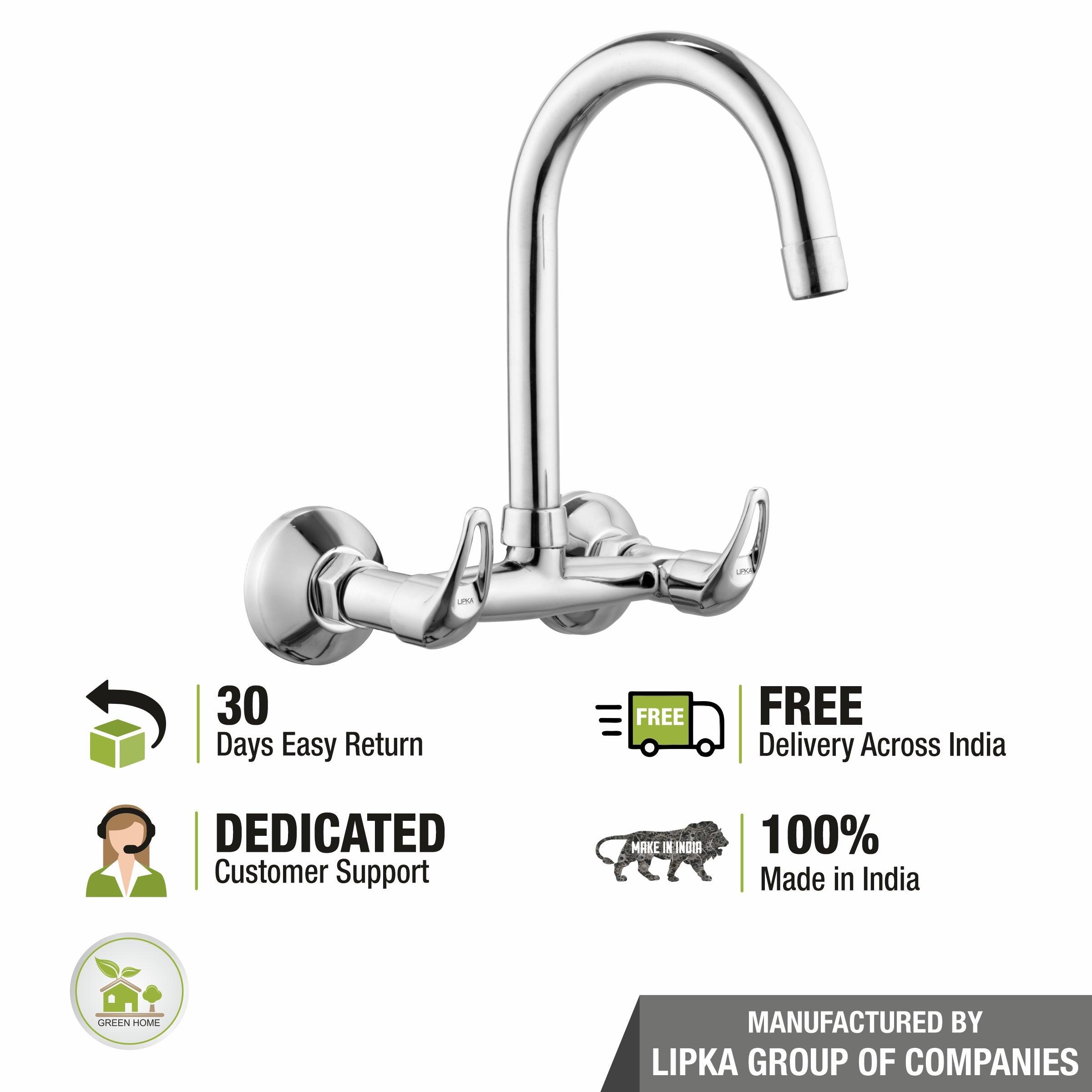 Pixel Centre Hole Basin Mixer Brass Faucet with Round Swivel Spout (15 Inches) - LIPKA - Lipka Home