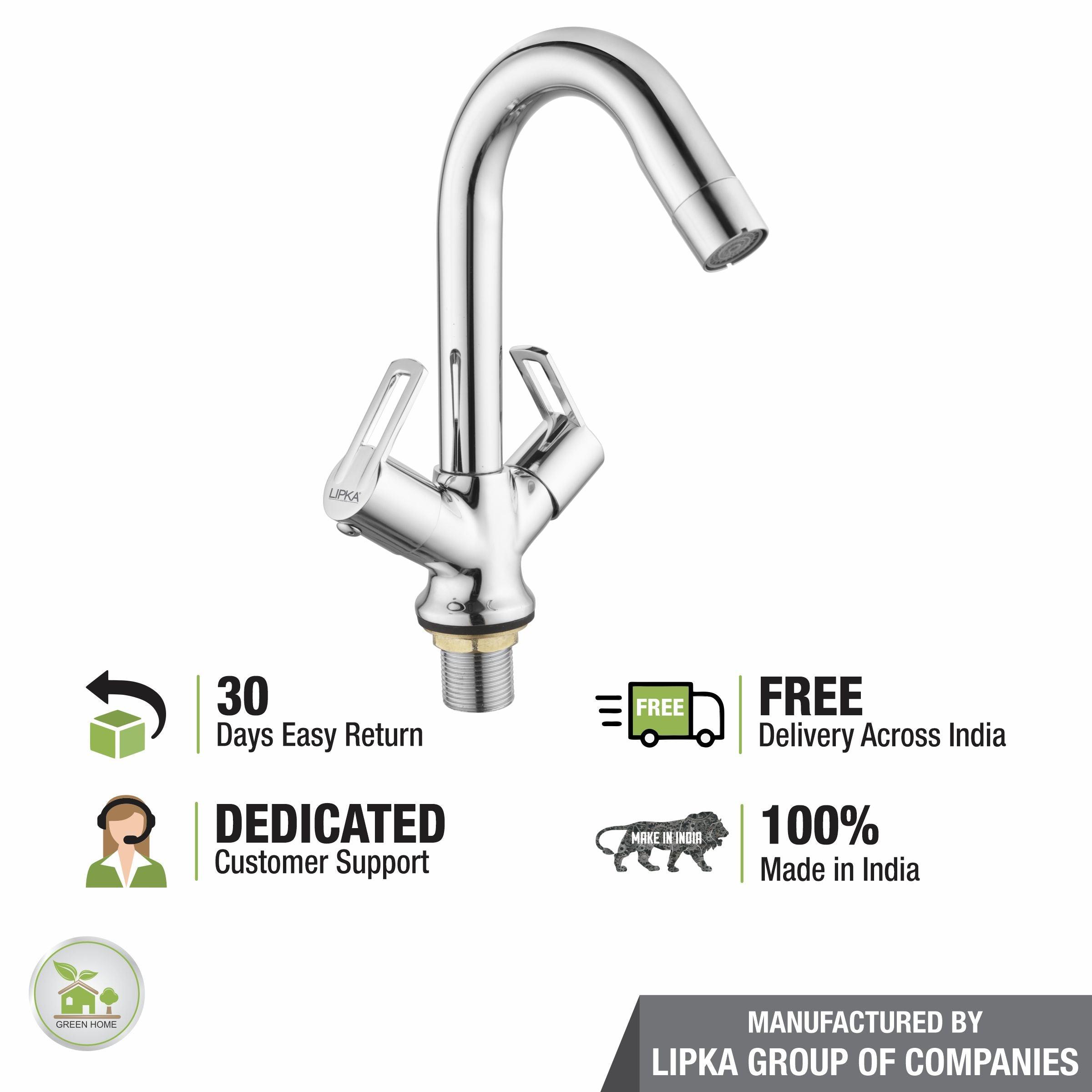 Kube Centre Hole Basin Mixer Brass Faucet with Swivel Spout - LIPKA - Lipka Home