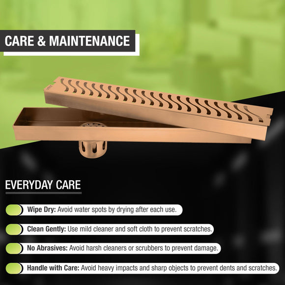 Wave Shower Drain Channel - Antique Copper (40 x 3 Inches) - LIPKA - Lipka Home