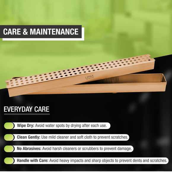 Palo Shower Drain Channel - Antique Copper (12 x 2 Inches) - LIPKA - Lipka Home