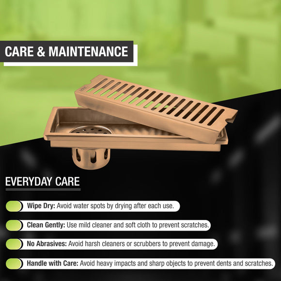 Vertical Shower Drain Channel - Antique Copper (24 x 4 Inches) - LIPKA - Lipka Home