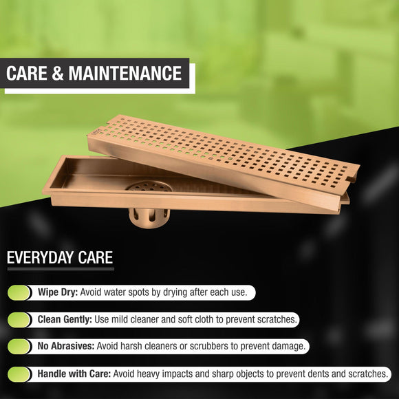 Palo Shower Drain Channel - Antique Copper (36 x 5 Inches) - LIPKA - Lipka Home