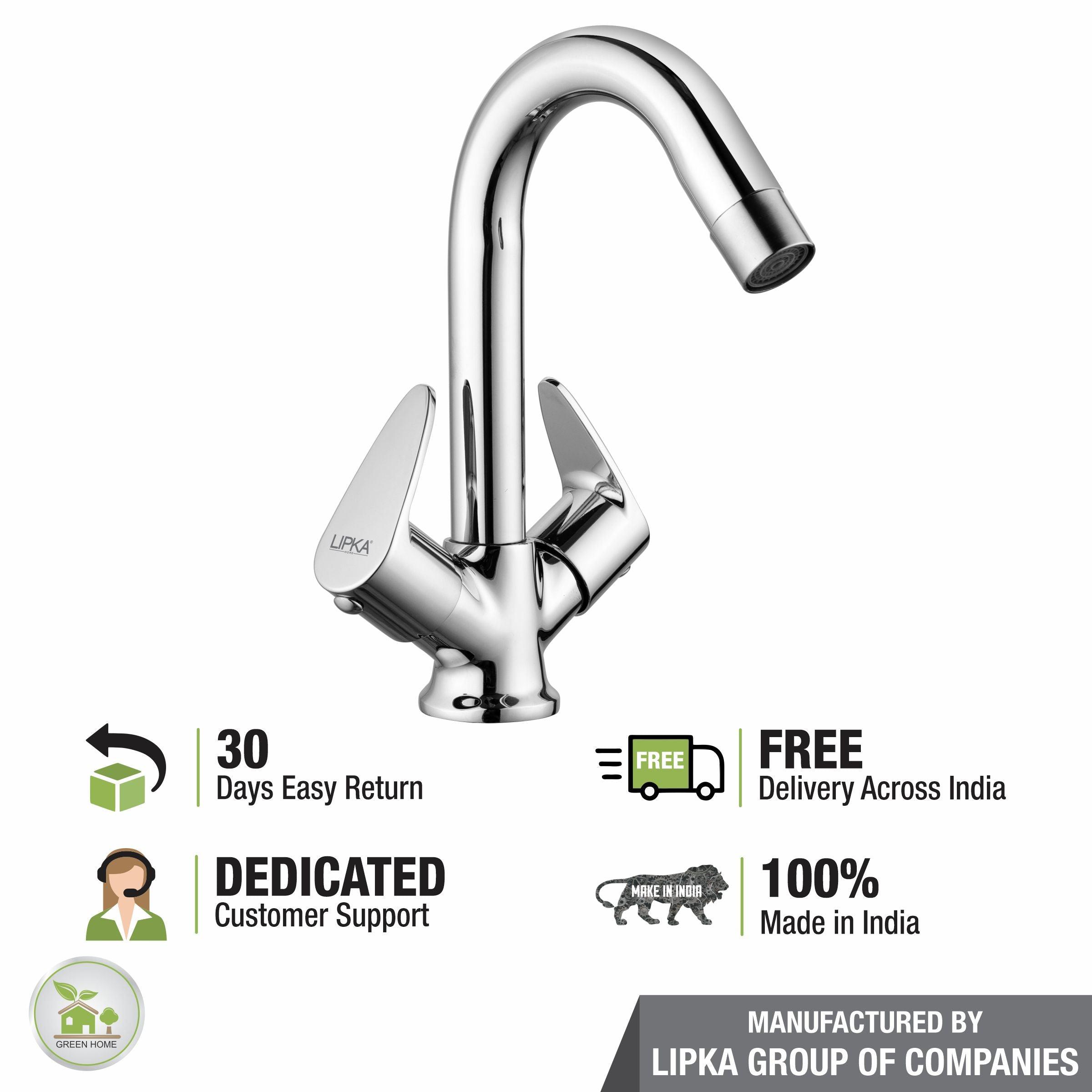 Lava Centre Hole Basin Mixer with Swivel Spout Faucet - LIPKA - Lipka Home