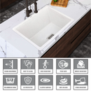 Crystal White Quartz Single Bowl Kitchen Sink (24 x 18 x 9 Inches) - LIPKA - Lipka Home