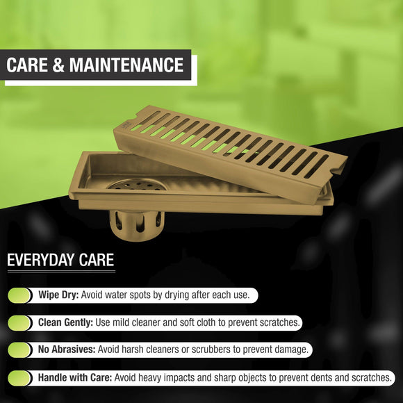 Vertical Shower Drain Channel - Yellow Gold (18 x 5 Inches) - LIPKA - Lipka Home