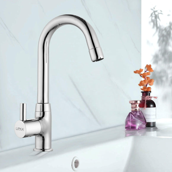 Kyron Swan Neck Brass Faucet with Round Swivel Spout (12 Inches) - LIPKA - Lipka Home