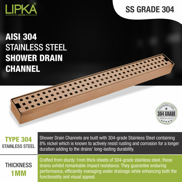 Palo Shower Drain Channel - Antique Copper (18 x 2 Inches) - LIPKA - Lipka Home