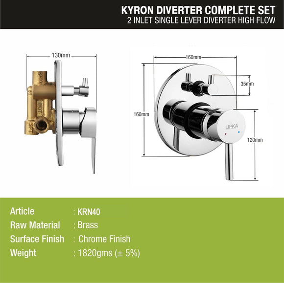 Kyron 2-inlet Single Lever Diverter High-Flow (Complete Set) - LIPKA - Lipka Home
