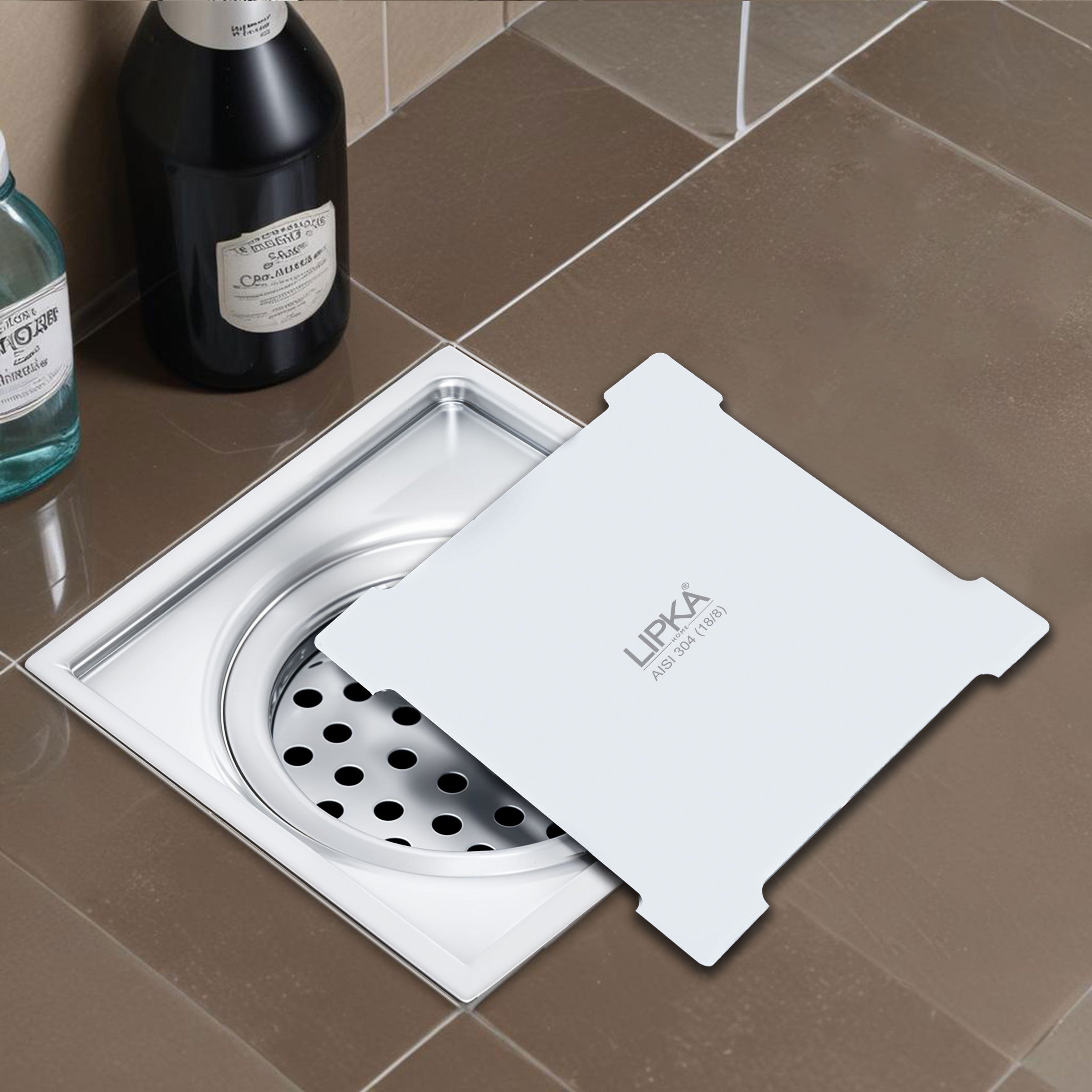 Yellow Exclusive Square Floor Drain (6 x 6 Inches) with Cockroach Trap - LIPKA