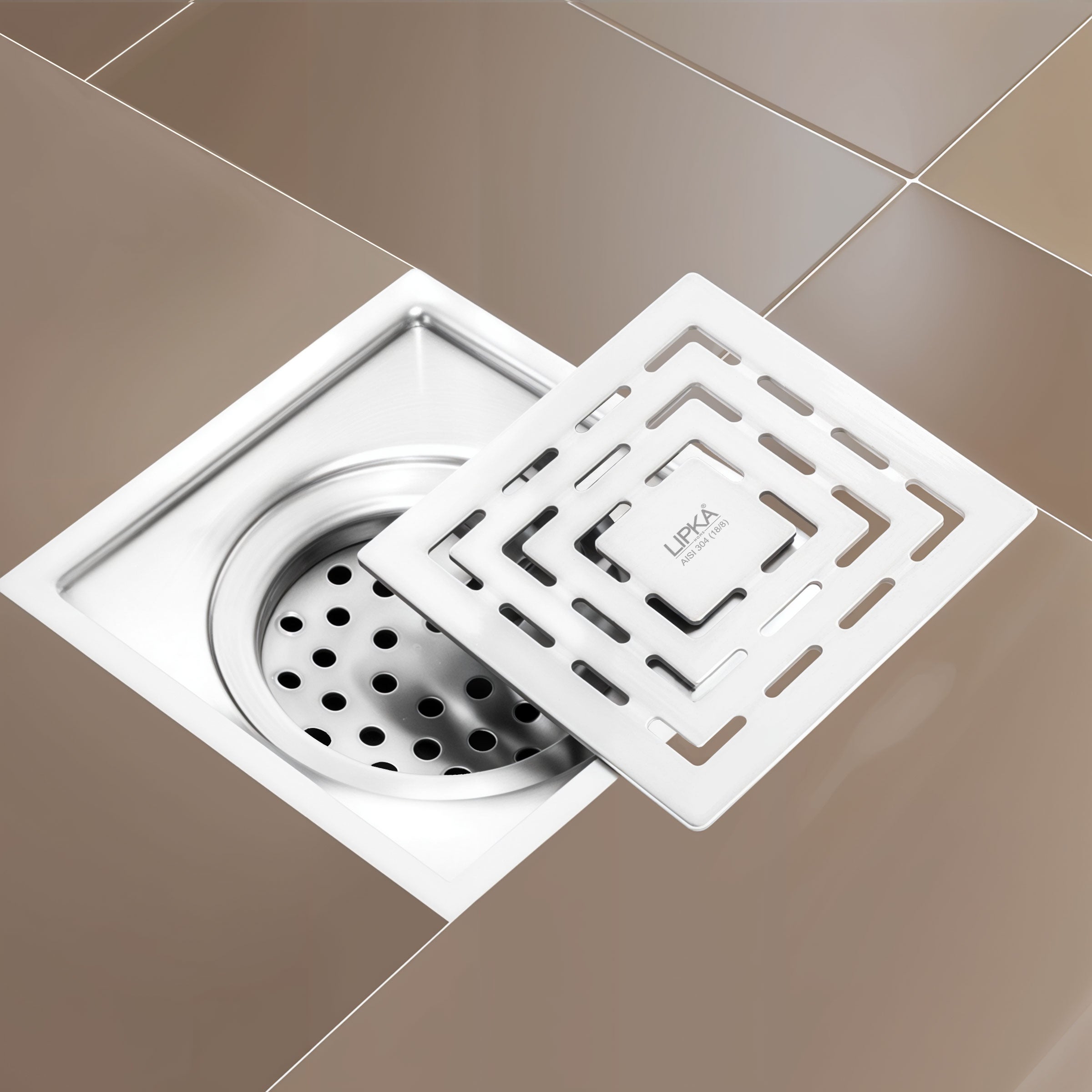 Orange Exclusive Square Floor Drain (6 x 6 Inches) with Cockroach Trap - LIPKA