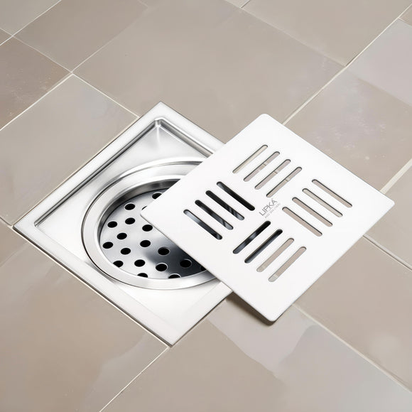 Pink Exclusive Square Floor Drain (6 x 6 Inches) with Cockroach Trap - LIPKA - Lipka Home