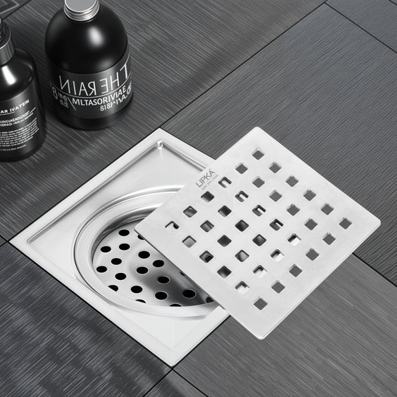 Red Exclusive Square Floor Drain (6 x 6 Inches) with Cockroach Trap - LIPKA - Lipka Home