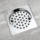 Eon Square Flat Cut Floor Drain with Plain Jali, Lock and Hole (5 x 5 Inches) - LIPKA - Lipka Home