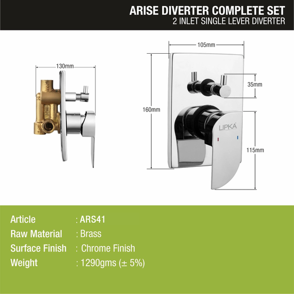 Arise 2-inlet Single Lever Diverter (Complete Set)- LIPKA - Lipka Home