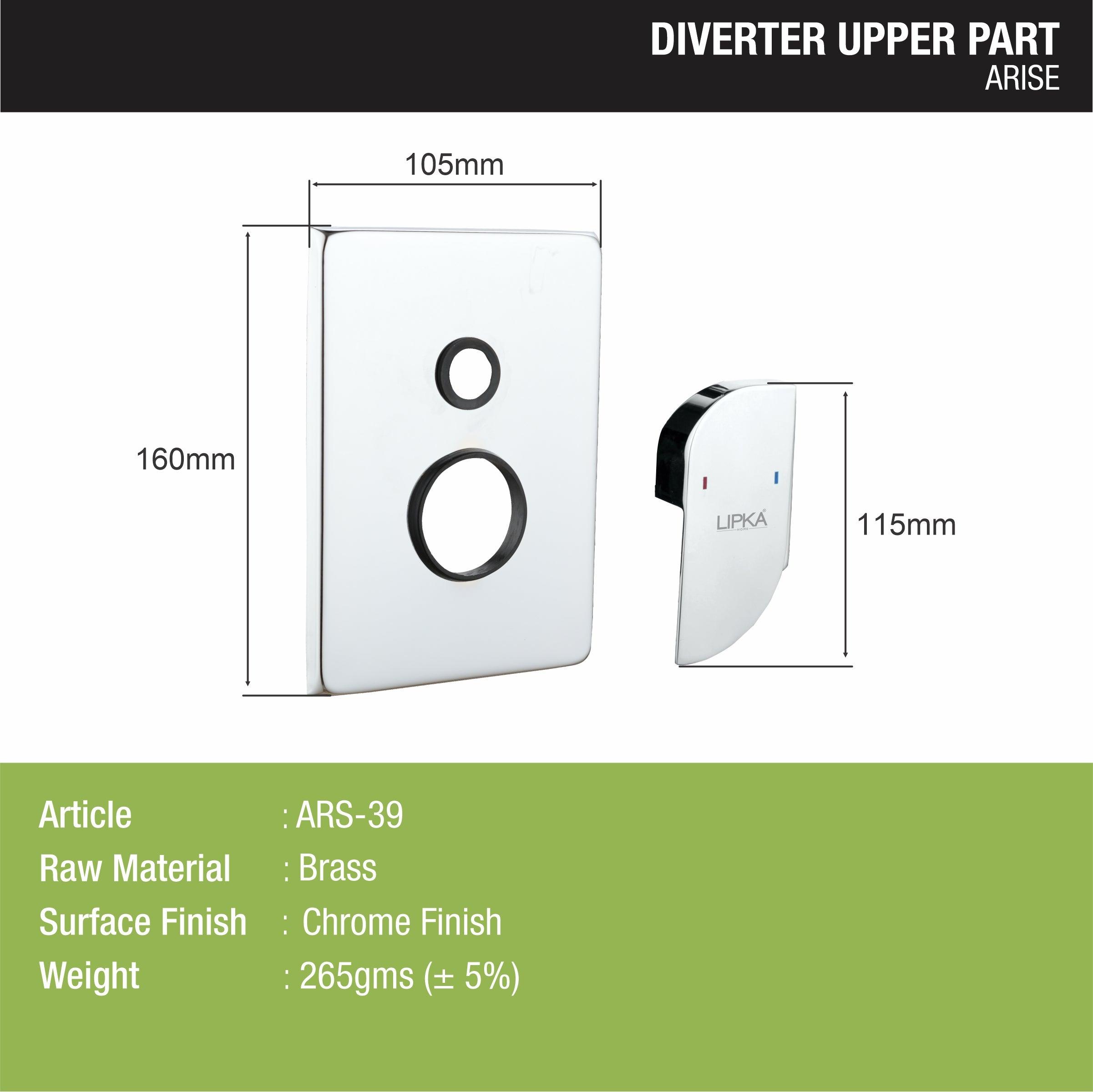 Arise Diverter Upper Part sizes and dimensions
